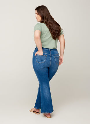 Ellen bootcut jeans med høj talje, Blue denim, Model image number 2
