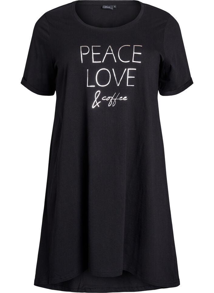 Kort&aelig;rmet natkjole i &oslash;kologisk bomuld , Sort, Packshot image number 0