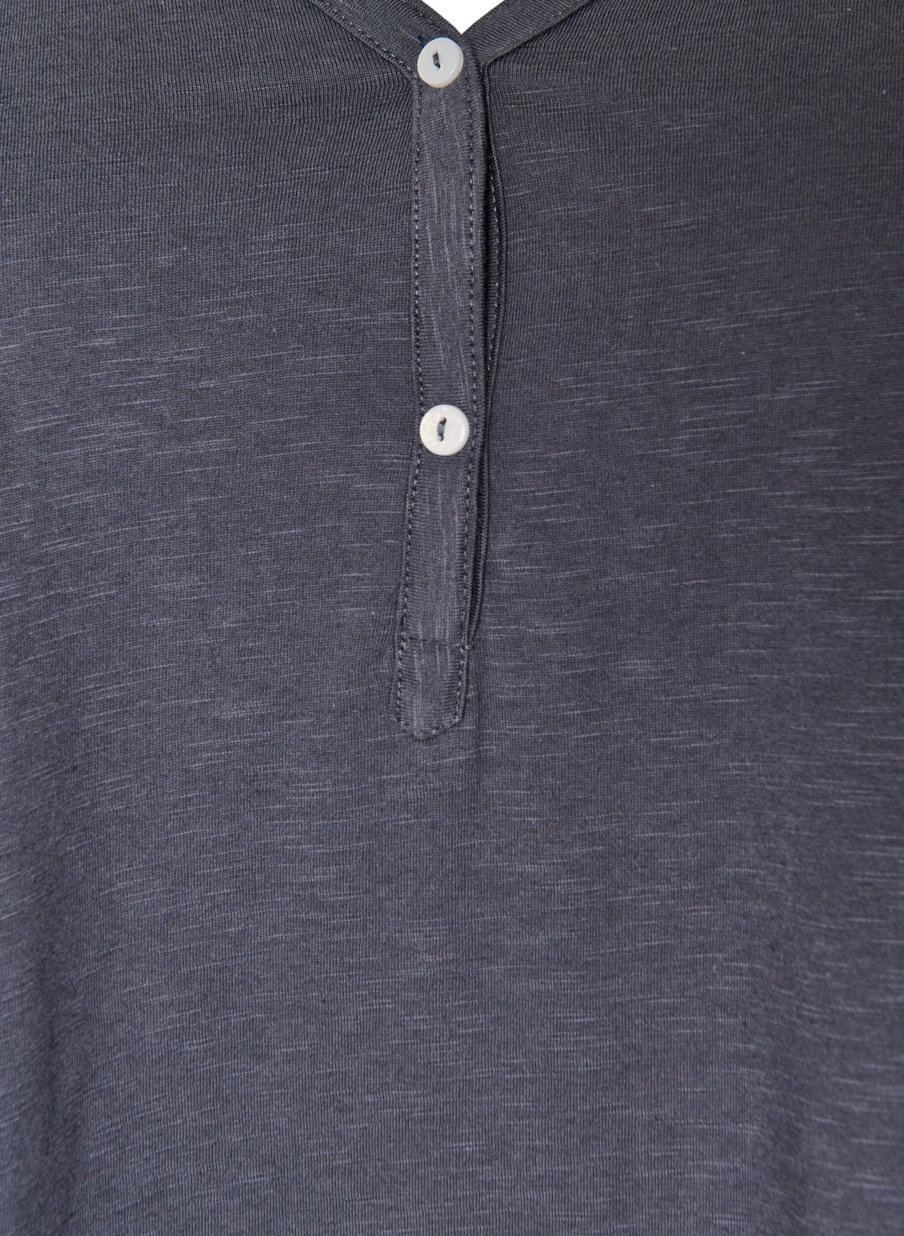 ZizziLang&aelig;rmet t-shirt med V-hals og knapper, Gr&aring;, Packshot image number 2