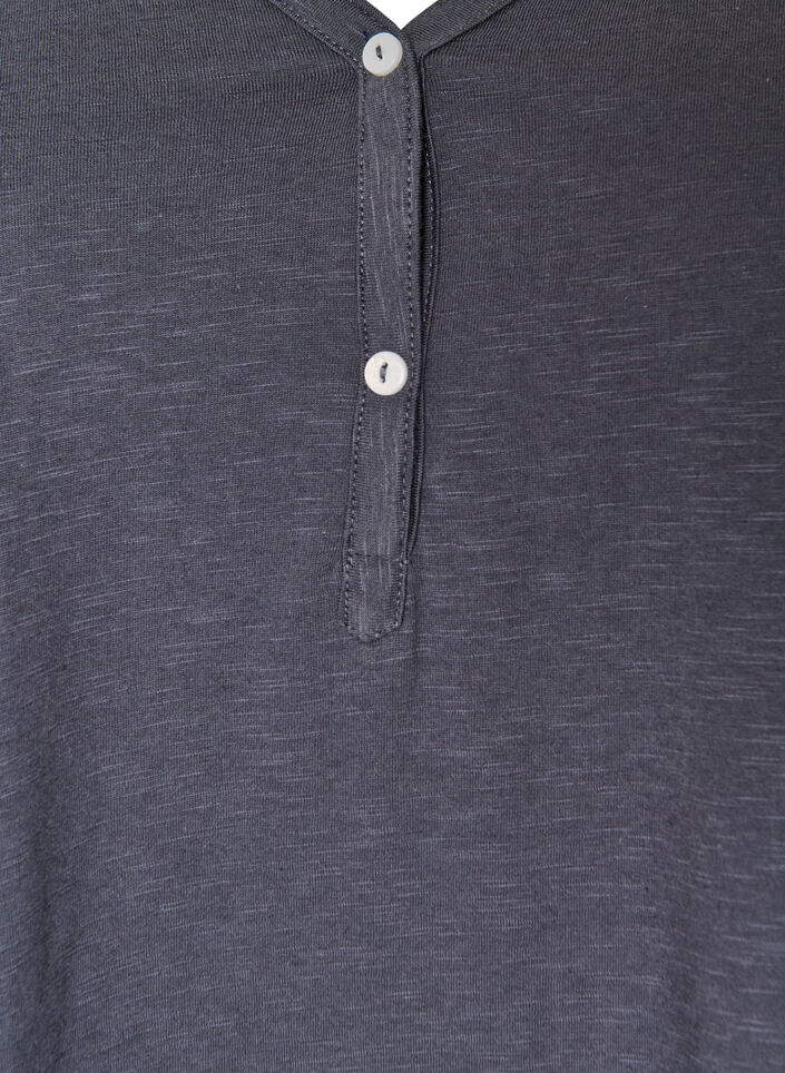 Lang&aelig;rmet t-shirt med V-hals og knapper, Gr&aring;, Packshot image number 2