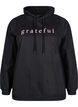 Sweatshirt med h&aelig;tte og print, Sort, Packshot image number 0
