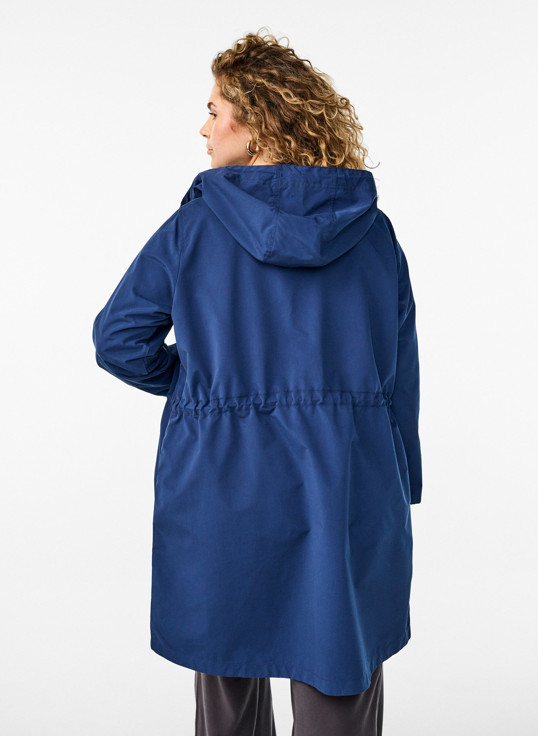 ZizziParka i let materiale med h&aelig;tte, Bl&aring;, Model image number 2
