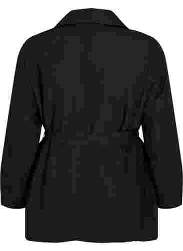 Trenchcoat med bælte og lommer, Black, Packshot image number 1