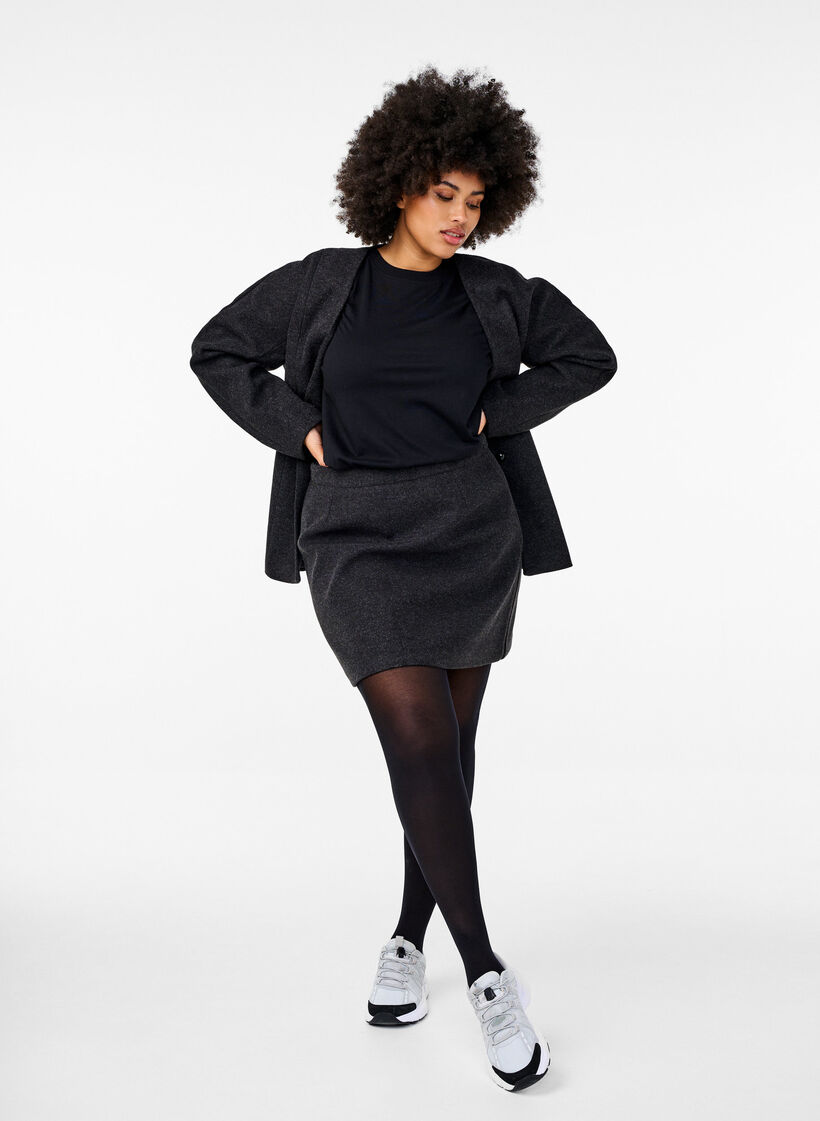 Kort nederdel med a-snit, Dark Grey Melange, Model image number 2