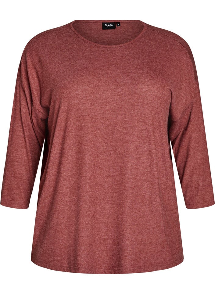 Jerseybluse med 3/4 &aelig;rmer, R&oslash;d, Packshot image number 0