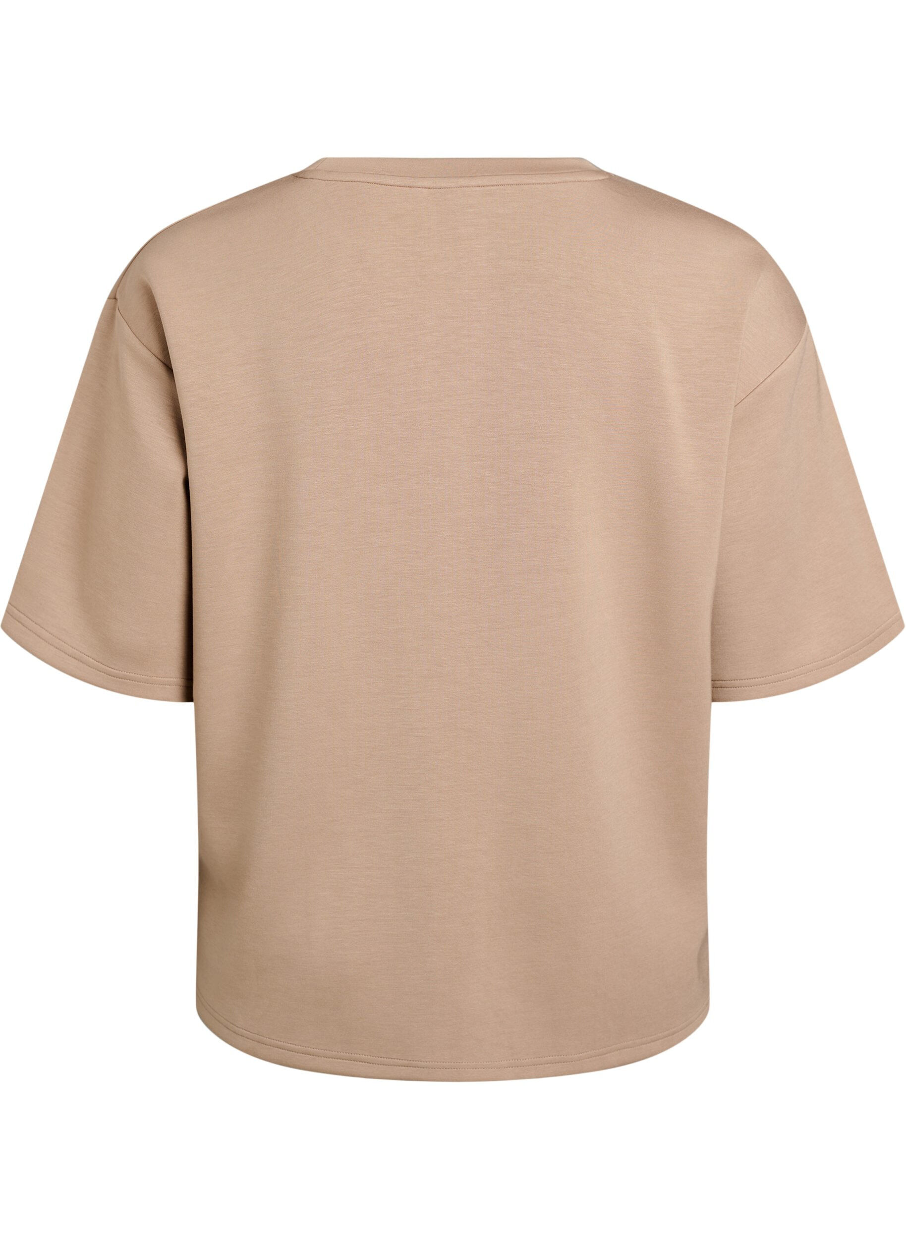 Zizzi L&oslash;s t-shirt med 1/2-&aelig;rmer, Beige, Packshot image number 1