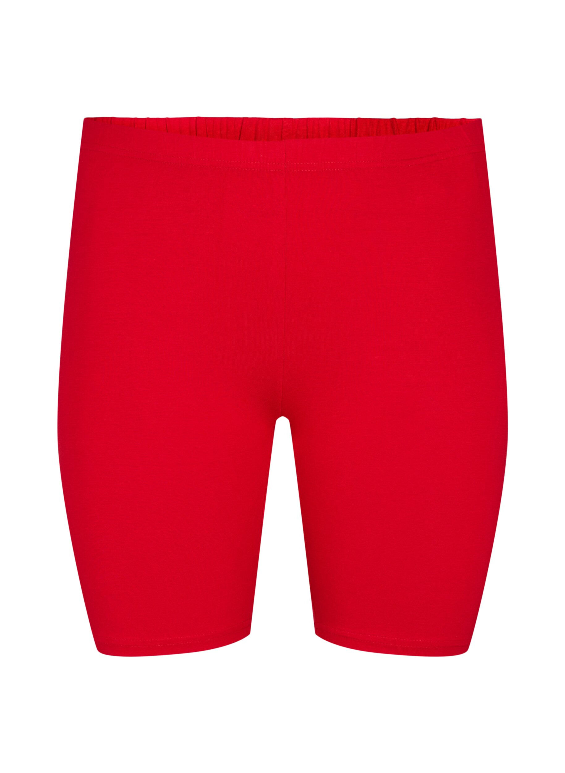 ZizziEnsfarvede basis cykelshorts, R&oslash;d, Packshot image number 0