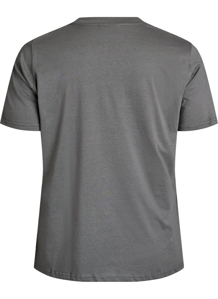 Basis t-shirt i bomuld med rund hals , Gr&aring;, Packshot image number 1