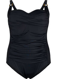 Vatteret badedragt med draperinger, Sort