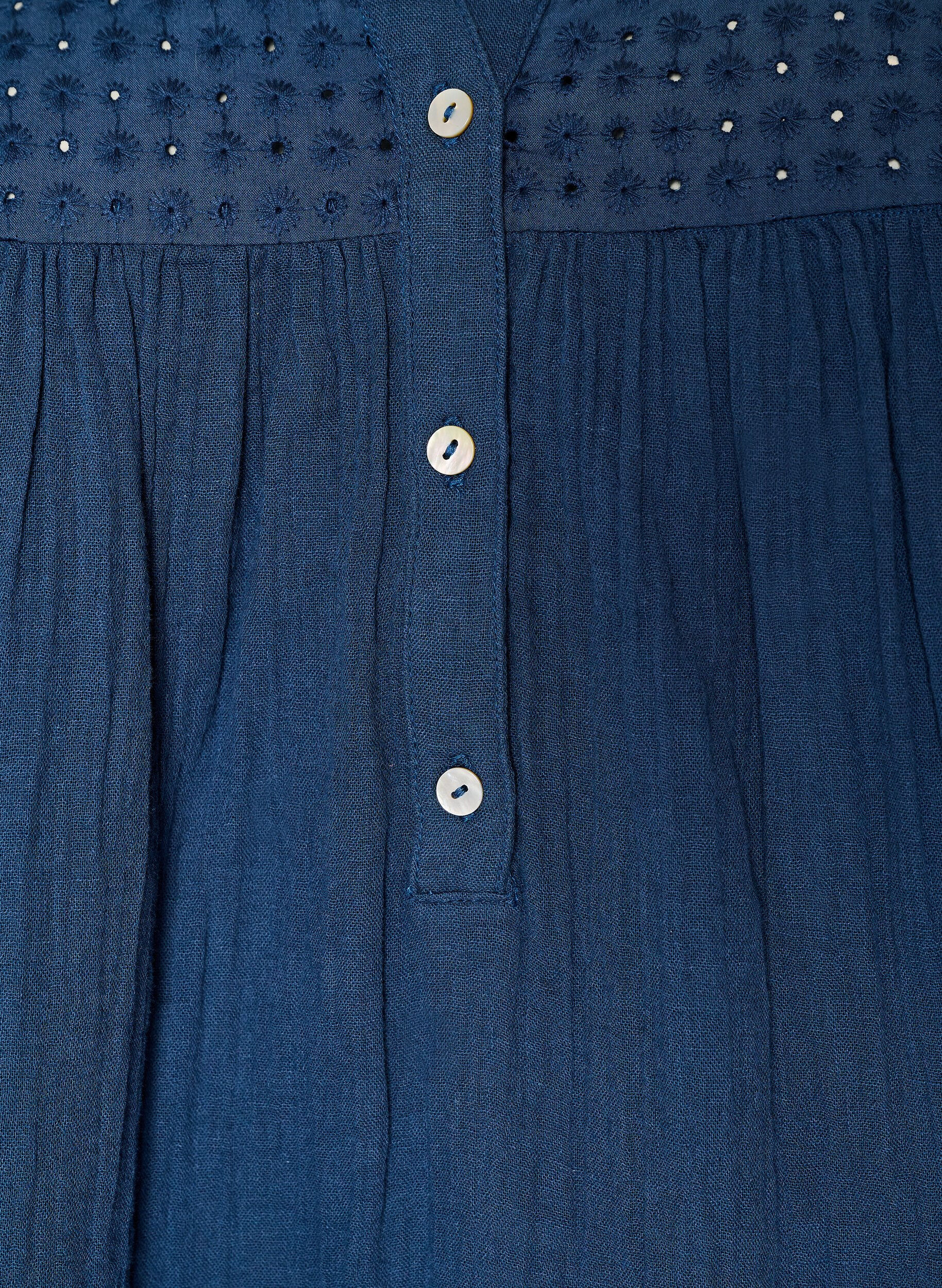 ZizziTunika i bomuldsmusselin med broderi anglaise, Bl&aring;, Packshot image number 2