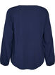 Viskosebluse med V-hals og lange &aelig;rmer, Bl&aring;, Packshot image number 1