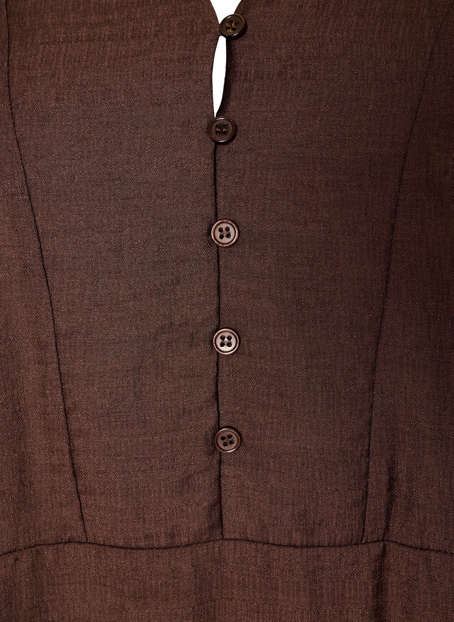 ZizziViskosekjole med broderi og fl&aelig;selag, Brun, Packshot image number 2