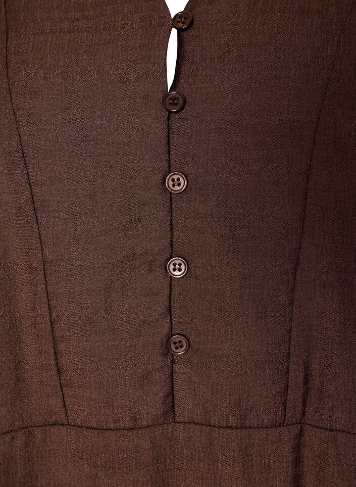 Viskosekjole med broderi og fl&aelig;selag, Brun, Packshot image number 2