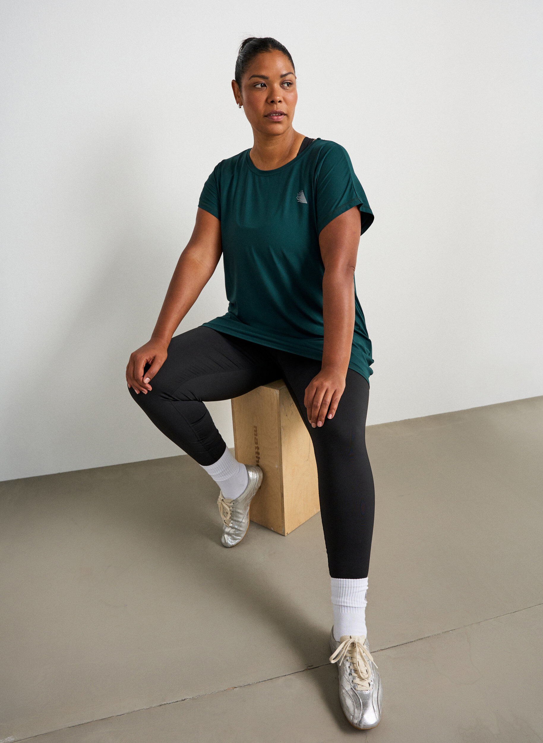 ZizziLang tr&aelig;nings t-shirt, Gr&oslash;n, Model image number 3