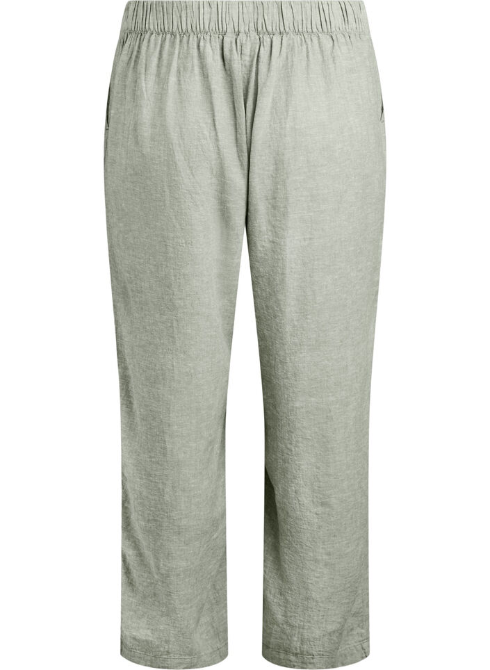 Løse bukser i hør og viskose, Grøn, Packshot image number 1