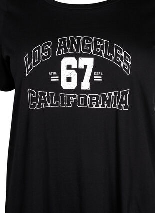 Bomulds t-shirt med front tryk, Black LOS ANGELES, Packshot image number 2