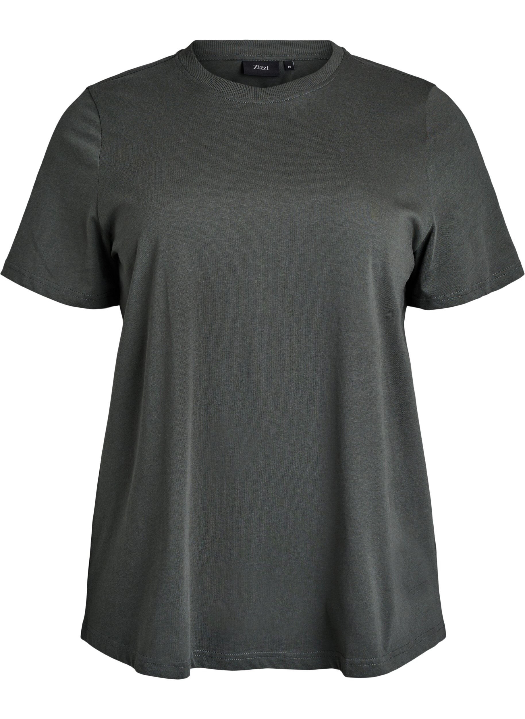 ZizziBasis t-shirt i bomuld med rund hals, Gr&oslash;n, Packshot image number 0