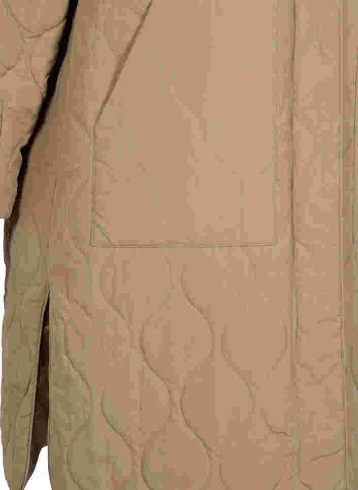 Lang quiltet jakke med lynlås og lommer, Amphora, Packshot image number 3