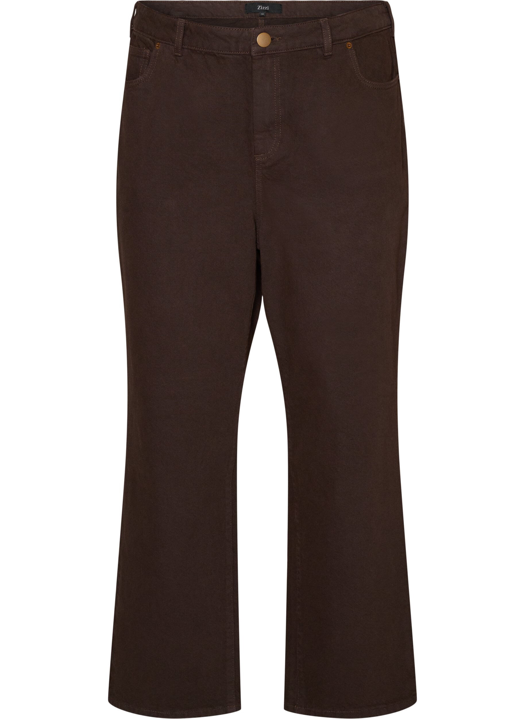 ZizziFarvede Kiana jeans med lige pasform, Brun, Packshot image number 0