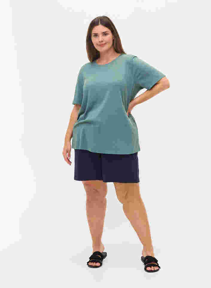 Kortærmet t-shirt i ribkvalitet, Goblin Blue, Model image number 2