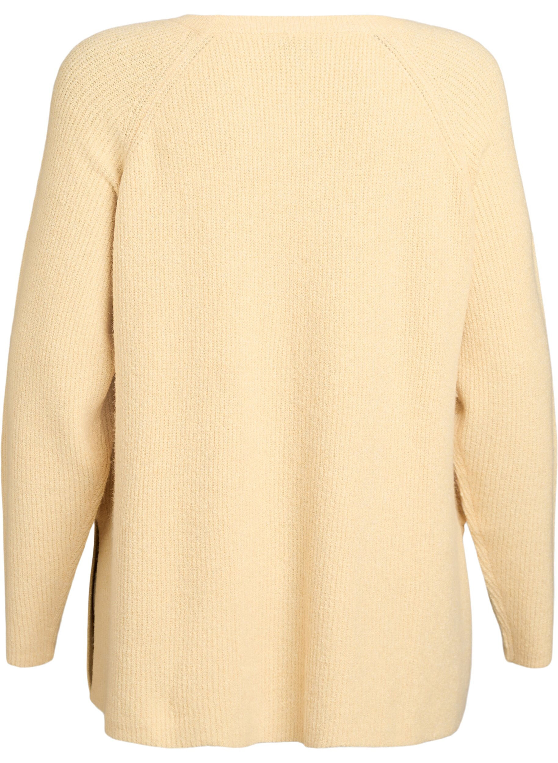 ZizziStrikbluse med diagonalt m&oslash;nster og raglan&aelig;rmer, Gul, Packshot image number 1