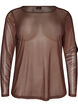 Transparent meshbluse med rhinsten, Brun, Packshot image number 0