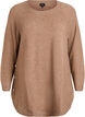 Lang strikbluse med kugleknapper, Brun, Packshot image number 0