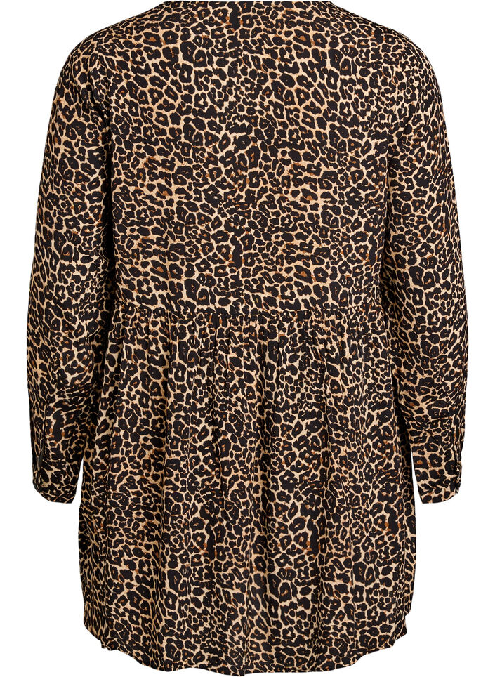 Lang&aelig;rmet tunika med sk&aelig;ring, Brun, Packshot image number 1