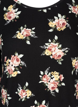 Langærmet bluse i blomsterprint, BLACK W. ROSE AOP, Packshot image number 2