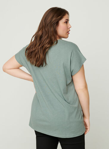 T-shirt med v-hals, Balsam Green, Model image number 1