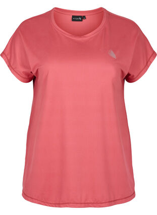Ensfarvet trænings t-shirt, Garnet Rose, Packshot image number 0