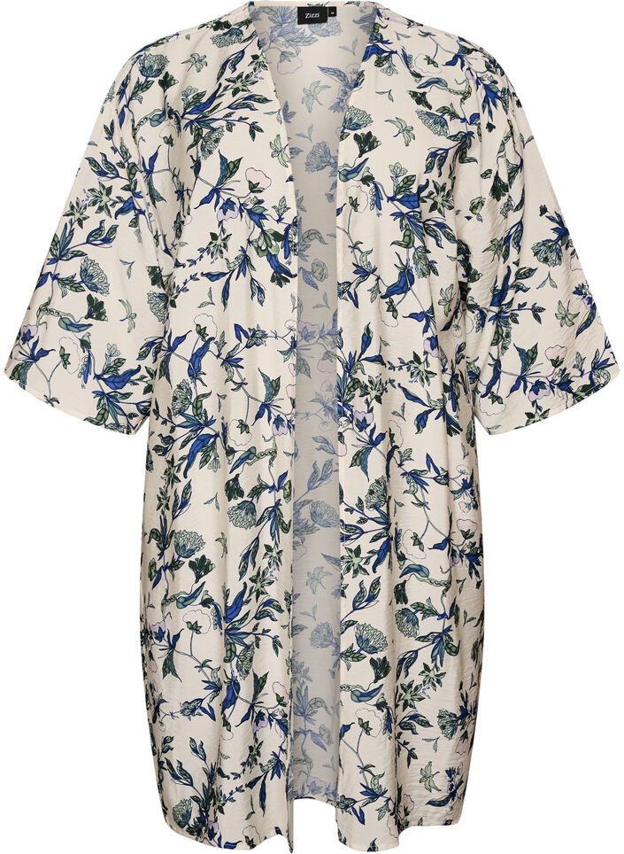 Kimono i viskose med 3/4 &aelig;rmer, Bl&aring;, Packshot image number 0