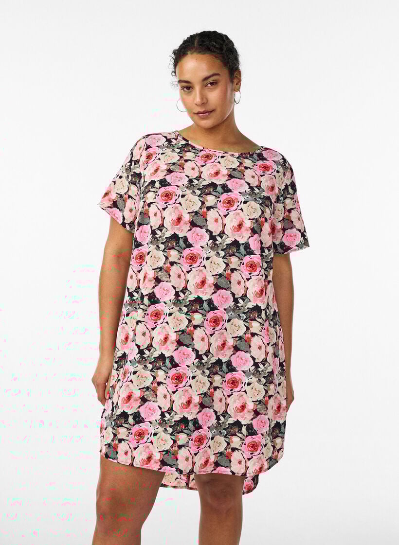 Skjortekjole i broderie anglaise med bindeb&aelig;lte, Sort, Model image number 0