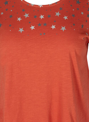 Kortærmet bomulds t-shirt med stjerner, Burnt Brick STARS, Packshot image number 2