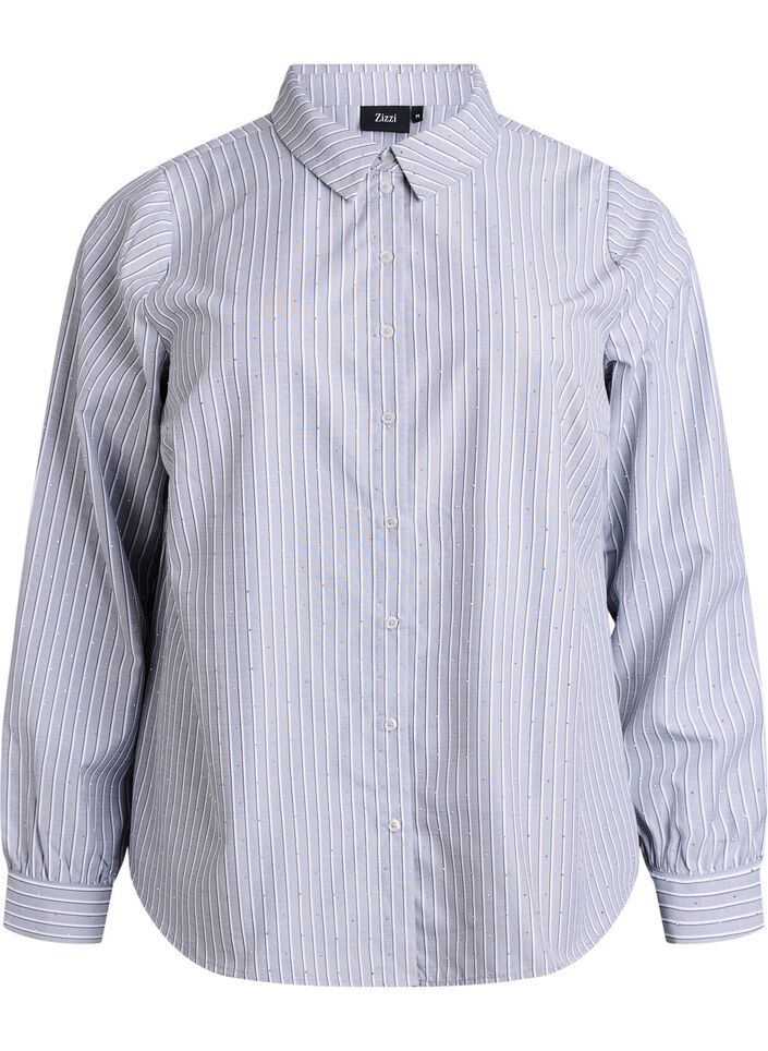 Stribet skjorte med nitter, Sort, Packshot image number 0