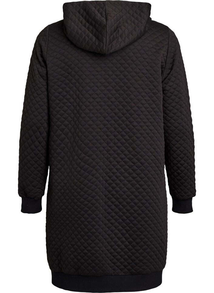 Lang quiltet h&aelig;ttetr&oslash;je med lynl&aring;s og lommer, Sort, Packshot image number 1