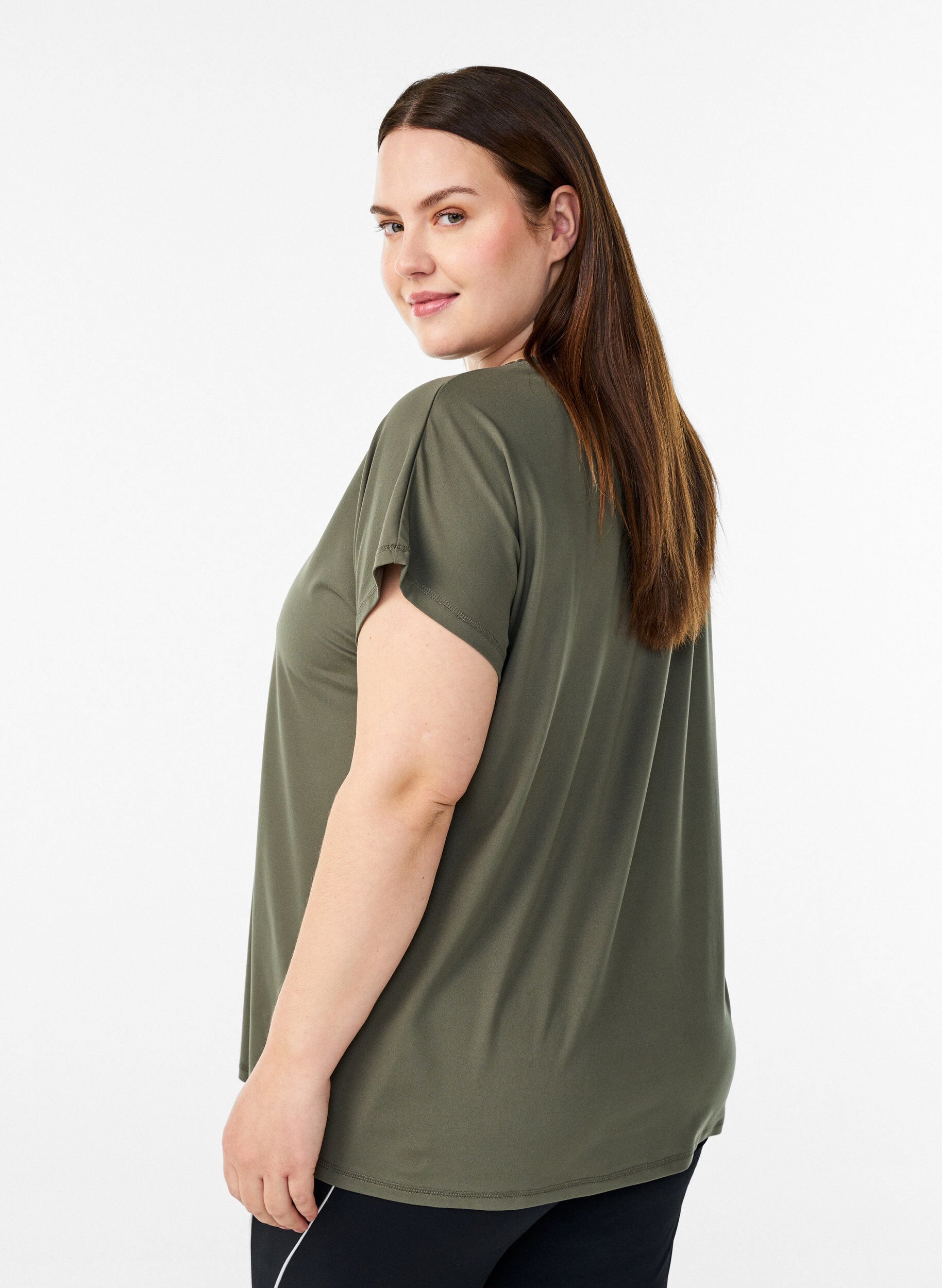 ZizziEnsfarvet tr&aelig;nings t-shirt, Gr&oslash;n, Model image number 2