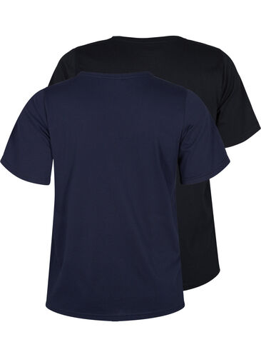 FLASH - 2-pak t-shirts med v-hals, Navy Blazer/Black, Packshot image number 1