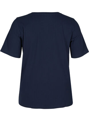 Kortærmet t-shirt i ribkvalitet, Navy Blazer, Packshot image number 1