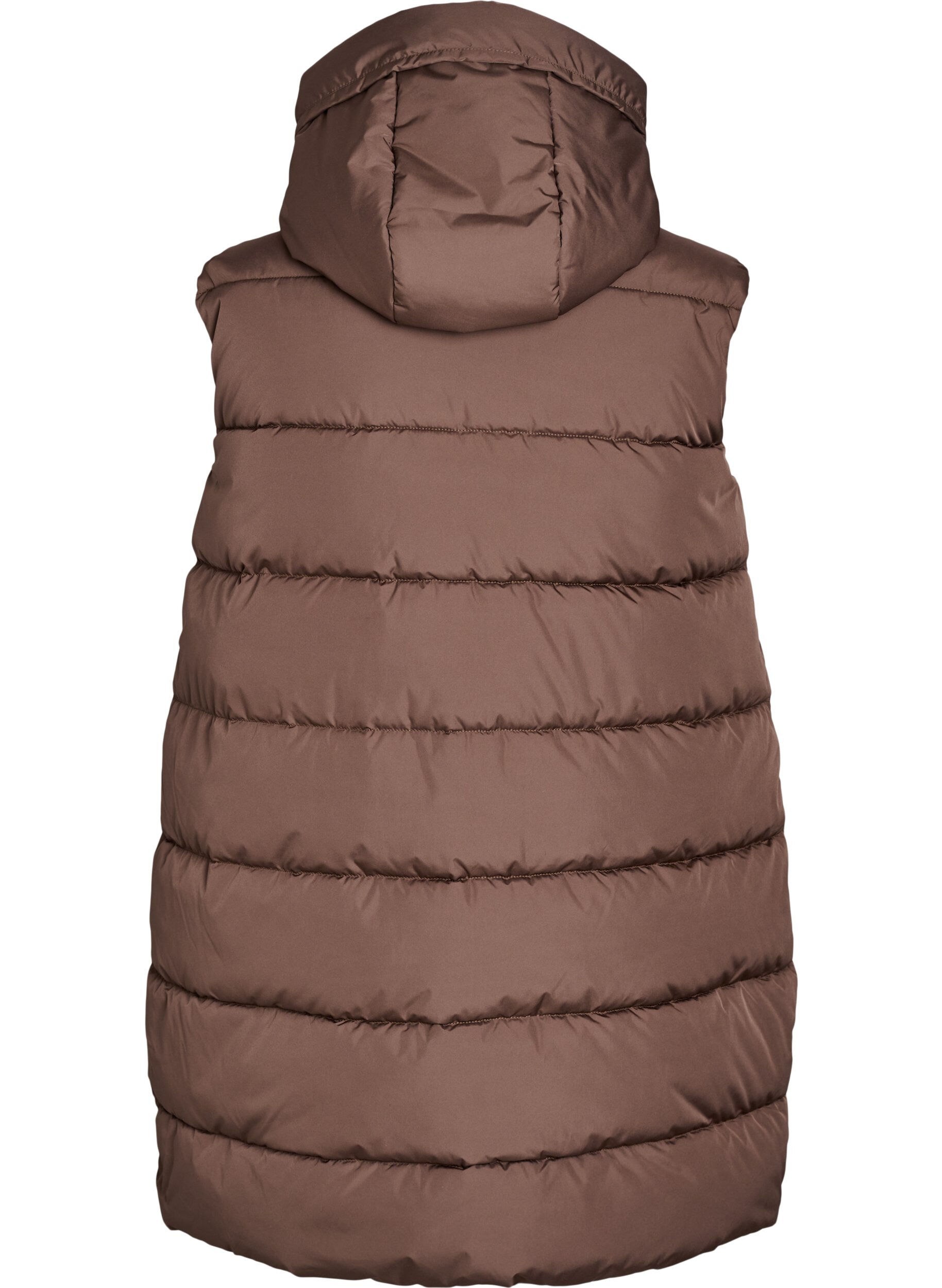 ZizziLang vest med h&aelig;tte og lommer, Brun, Packshot image number 1