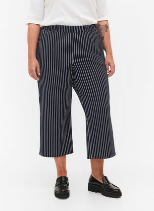 Løse bukser med 7/8 længde, Navy Blazer Stripe, Model image number 2