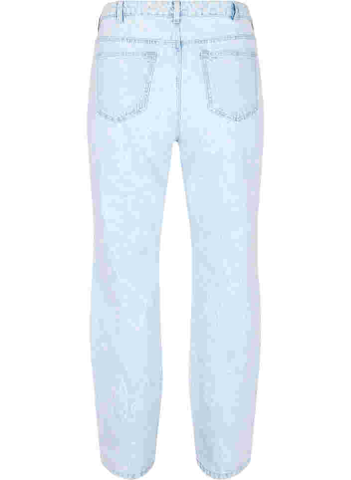 Cropped Mille mom jeans med print, Light blue denim, Packshot image number 1