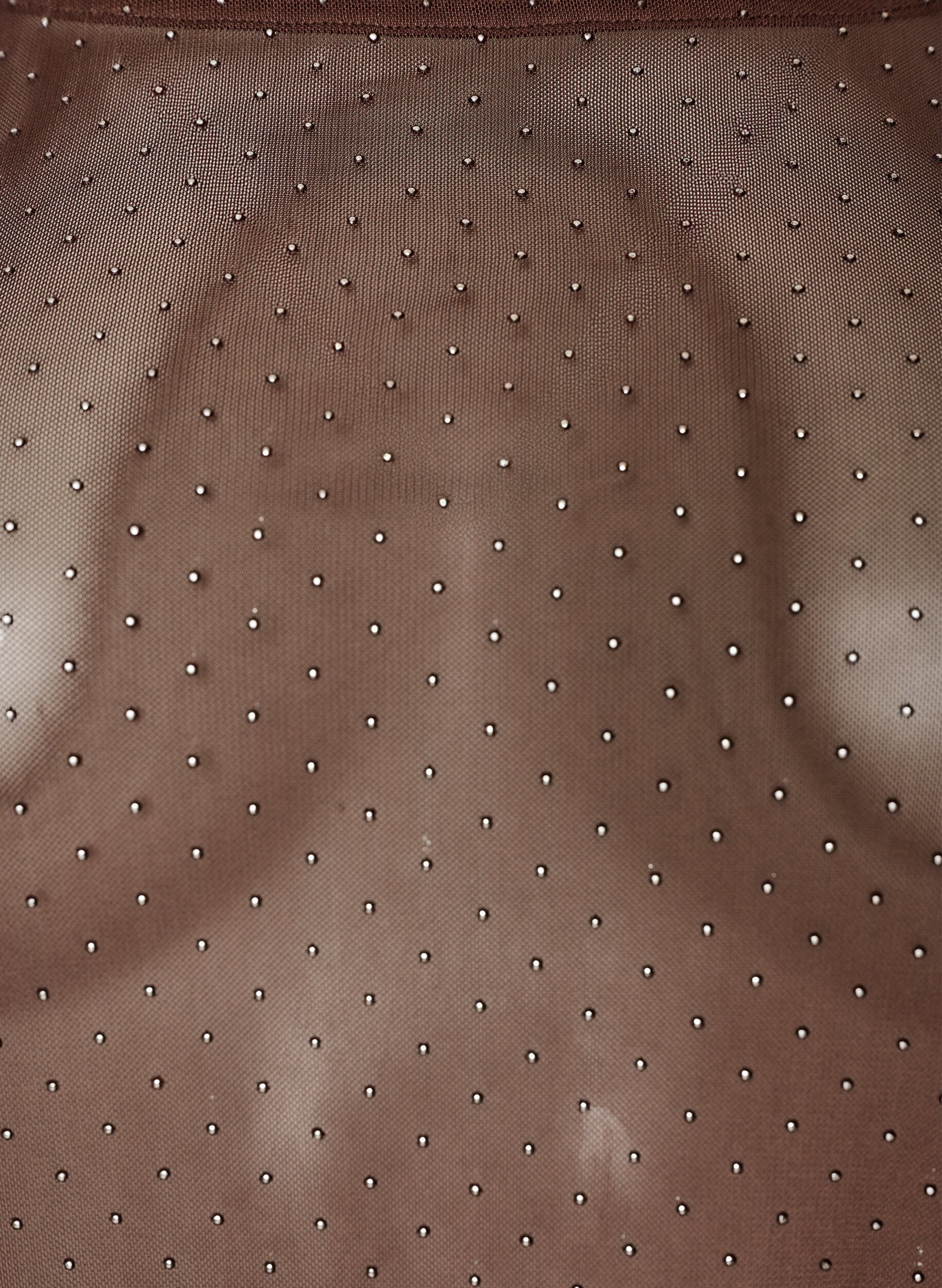 ZizziTransparent meshbluse med rhinsten, Brun, Packshot image number 2