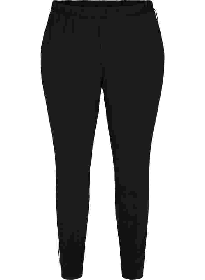 Bukser med lommer og piping, Black w. White