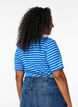 Stribet t-shirt med ribstruktur, Bl&aring;, Model image number 2