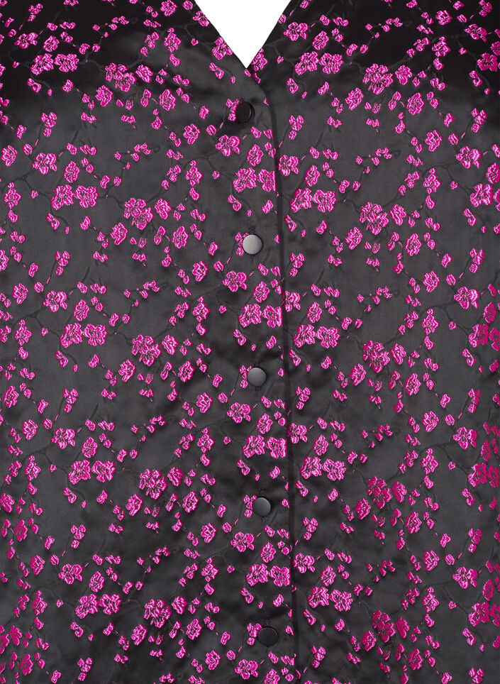 Skjortebluse med 1/2 ærmer og broderede blomster, Sort, Packshot image number 2