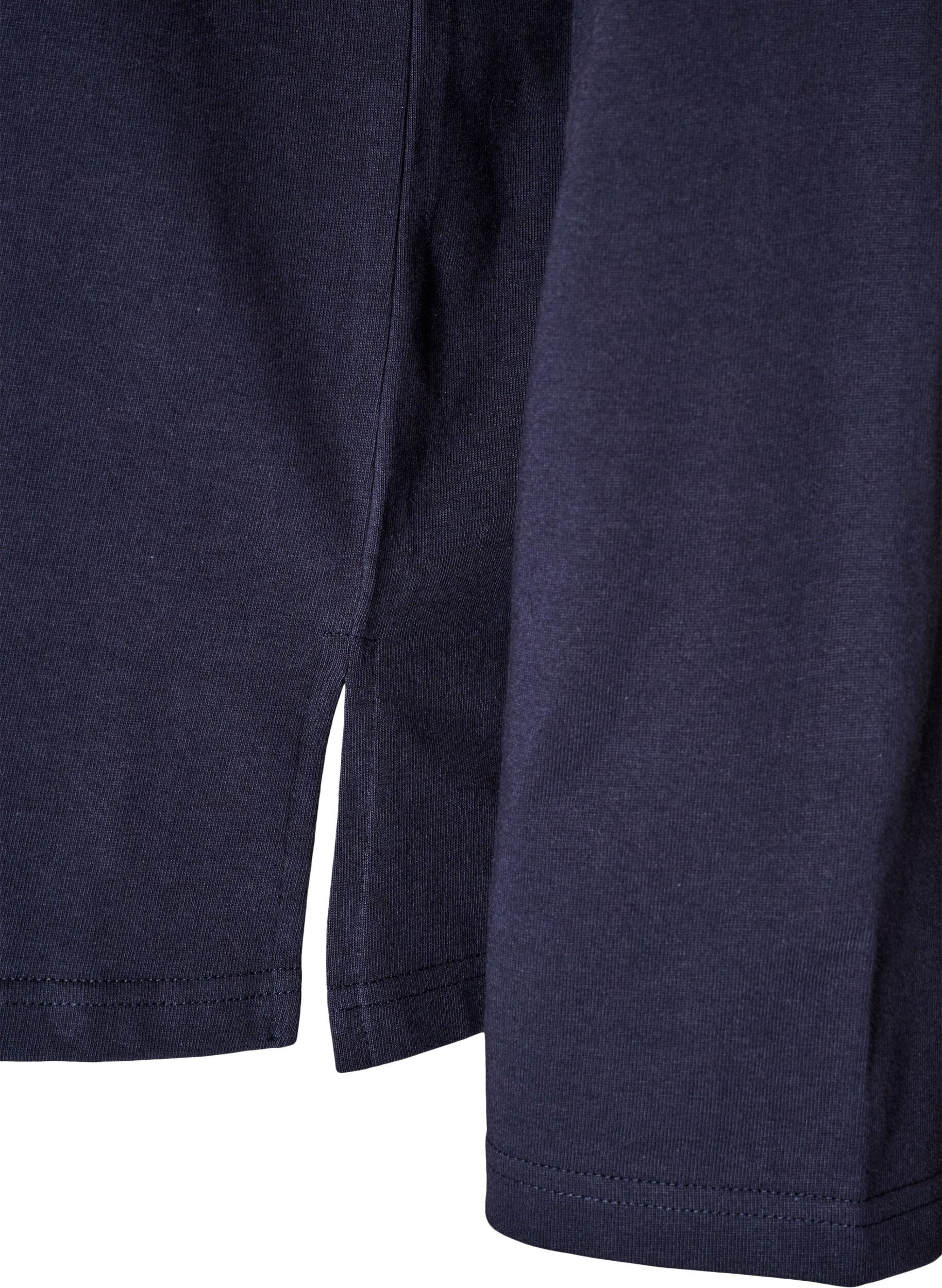 ZizziLang&aelig;rmet jerseybluse med tekstprint, Bl&aring;, Packshot image number 3