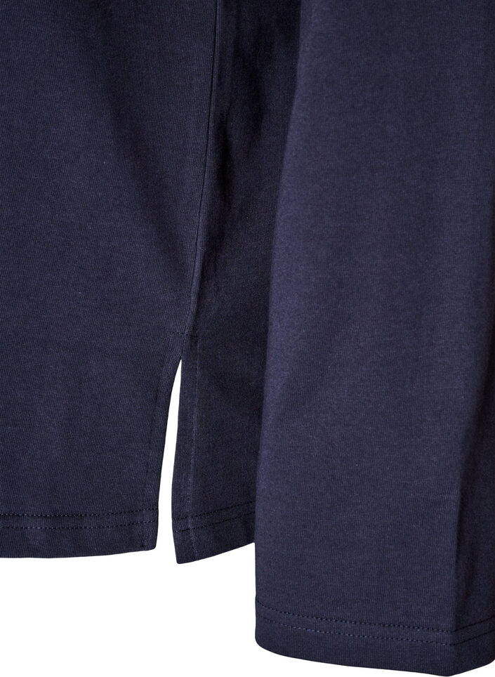 Lang&aelig;rmet jerseybluse med tekstprint, Bl&aring;, Packshot image number 3