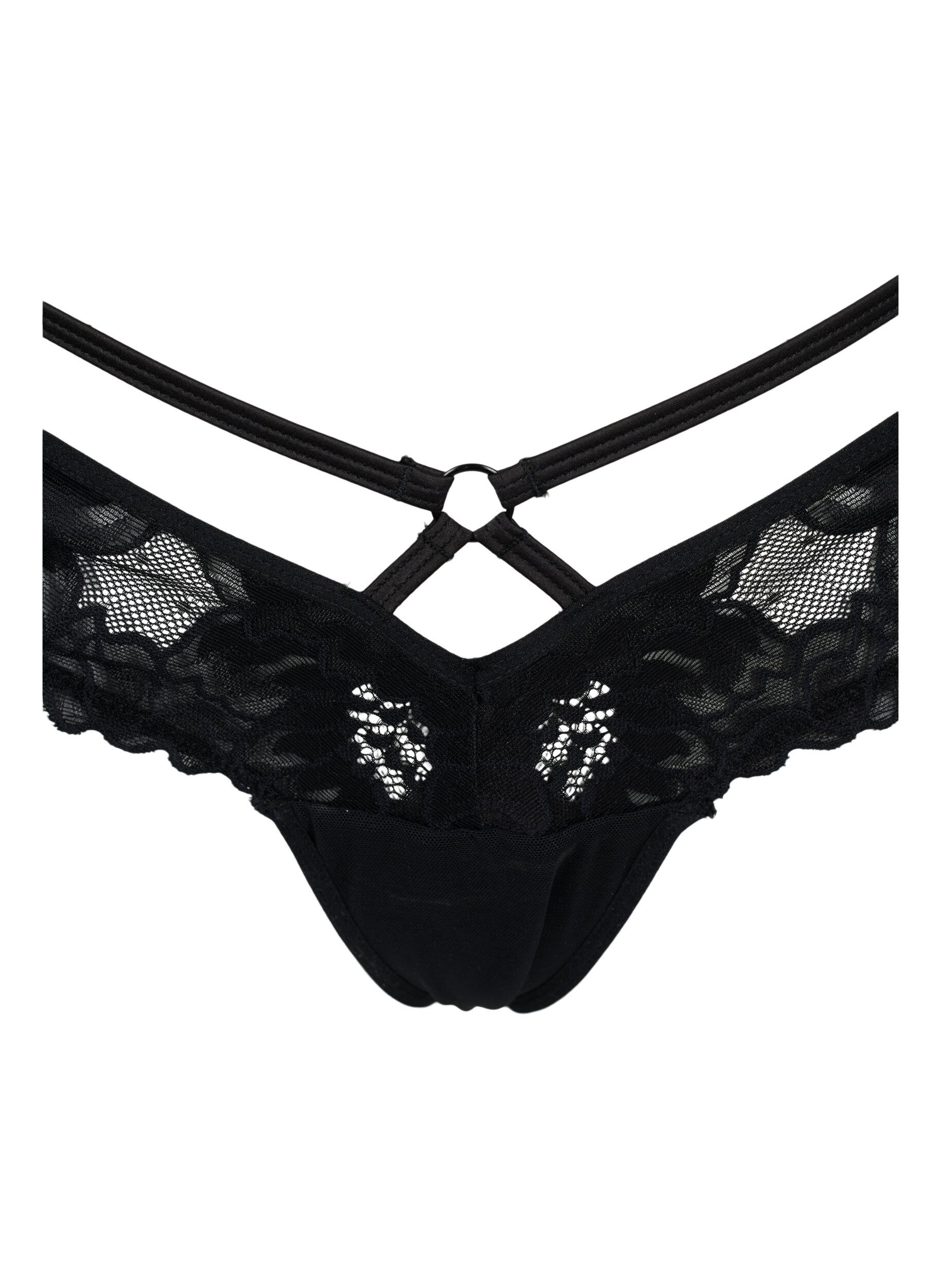 Zizzi Blonde g-streng med string og mesh , Black, Packshot image number 2