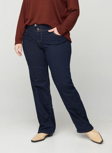 Regular fit Gemma jeans med høj talje, Blue denim, Model image number 4